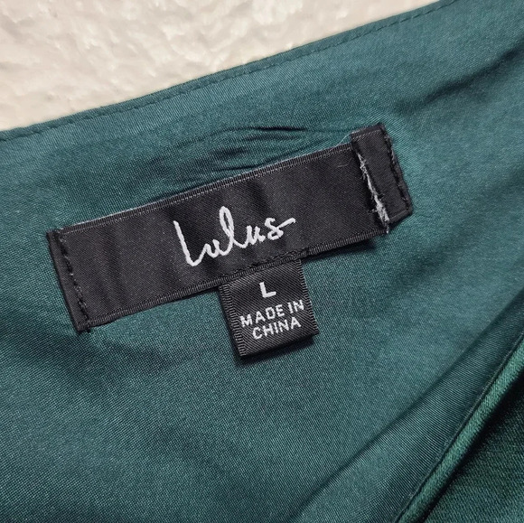 Lulu's Love Me Tonight Emerald Green Satin One-Shoulder Mini Dress L Party Prom - Picture 10 of 10